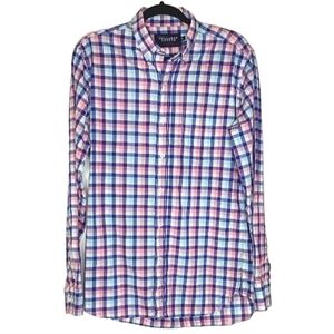 Collared Greens Mens Plaid Button Down Shirt Size M Organic Cotton USA